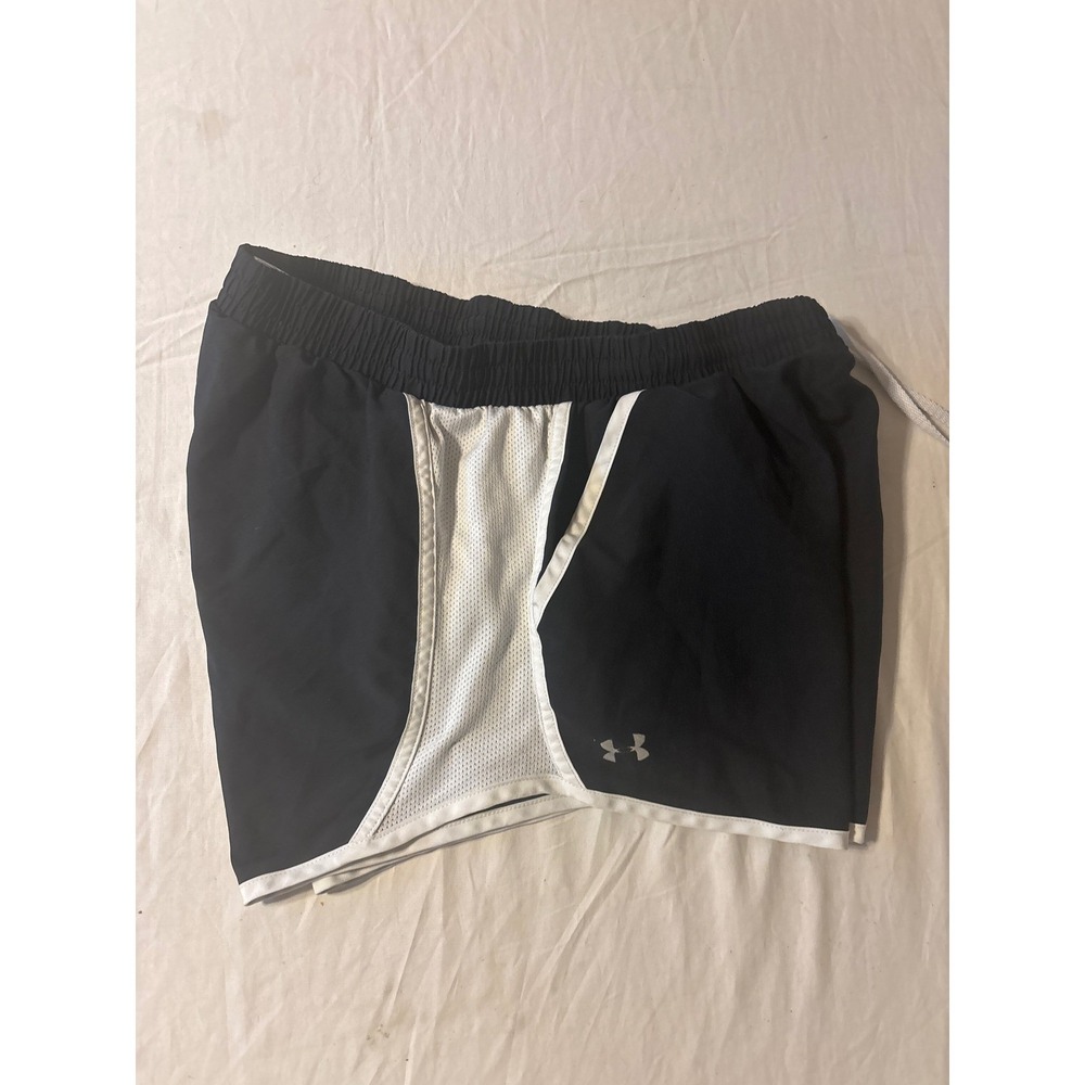 Under Armour HeatGear Running Shorts Womens Medium Black White Mesh Trim
